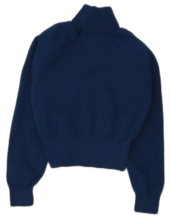 Zara Pull court à col roulé pour femme UK 10 Petit Bleu marine Polyester