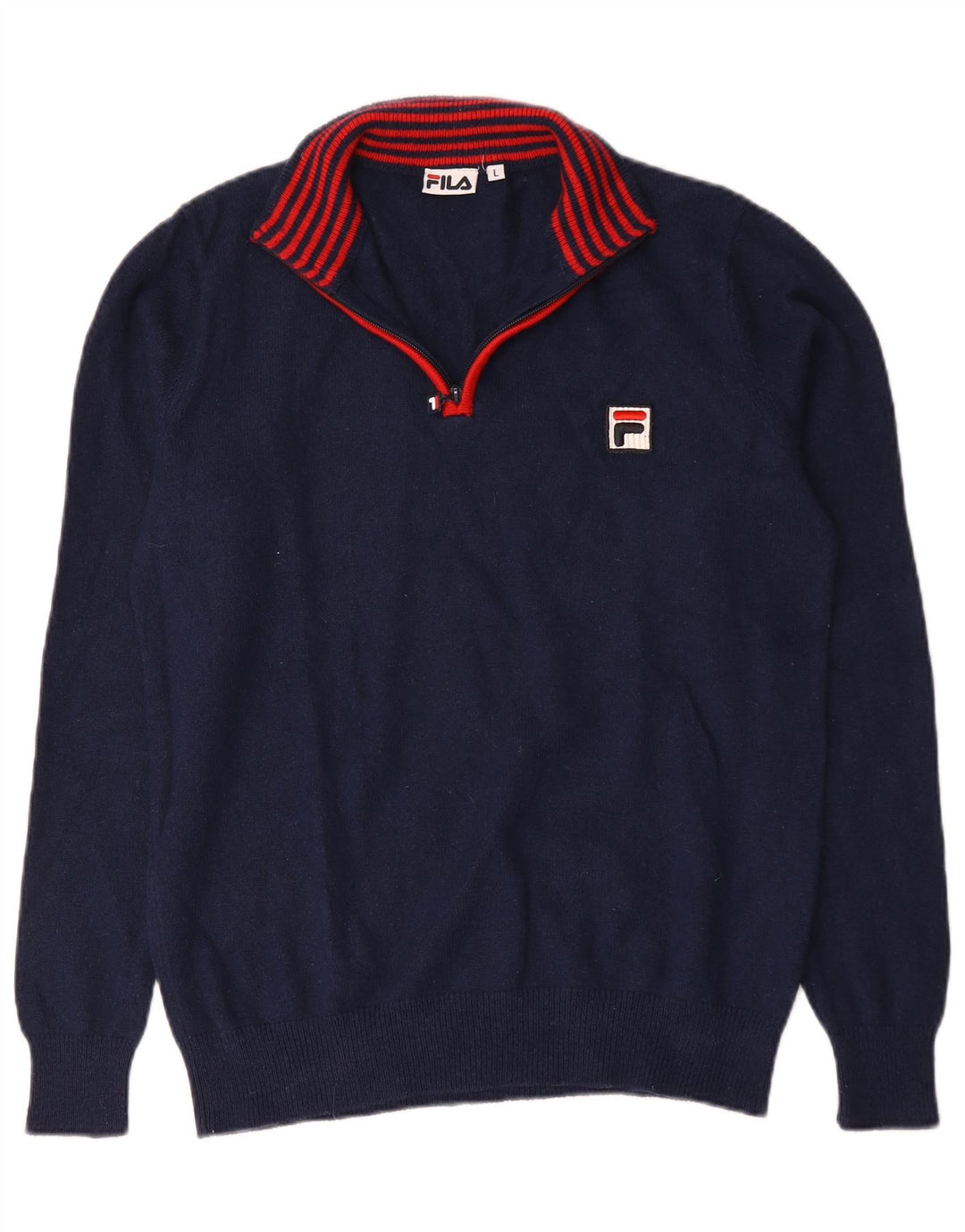 Fila Pull à col zippé pour homme en nylon bleu marine Taille L