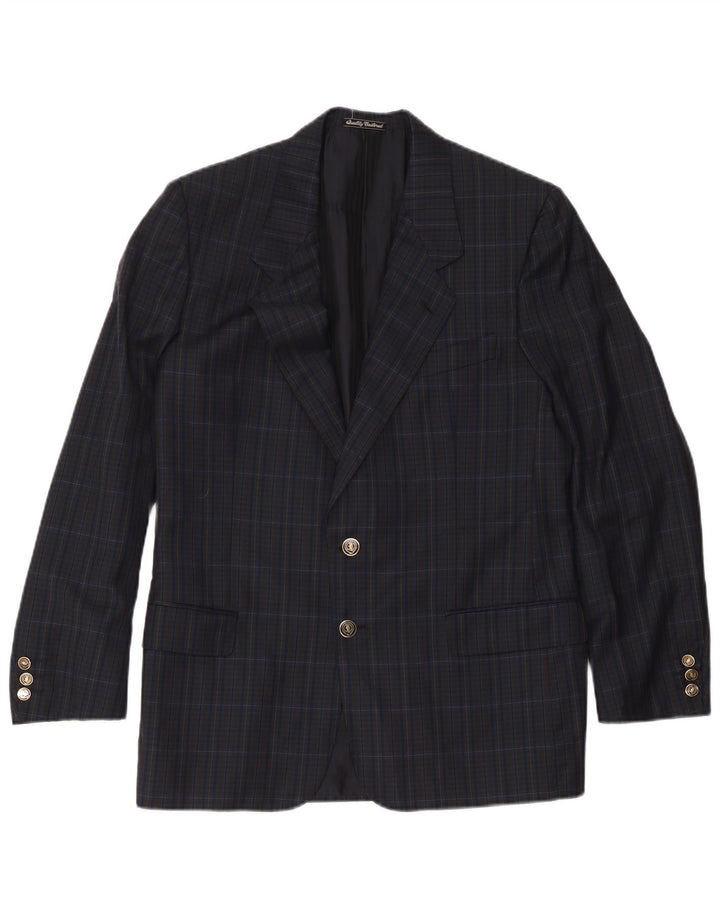 Sidi Veste blazer à 2 boutons pour homme UK 38 Bleu marine moyen à carreaux