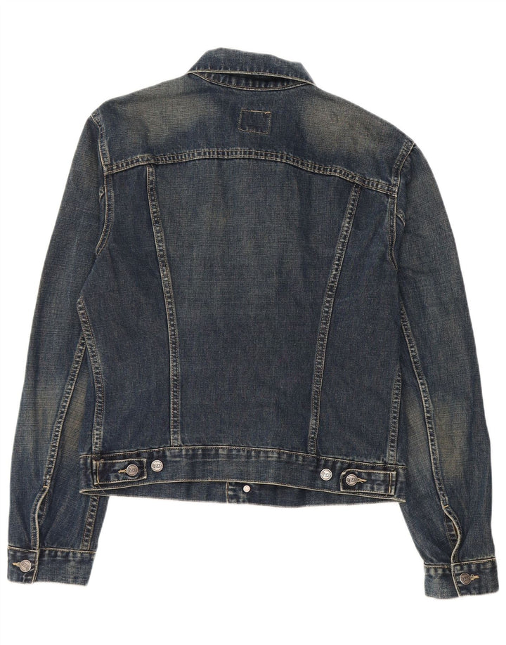 Gas Womens Crop Denim Veste UK 16 Grand Bleu Marine Coton