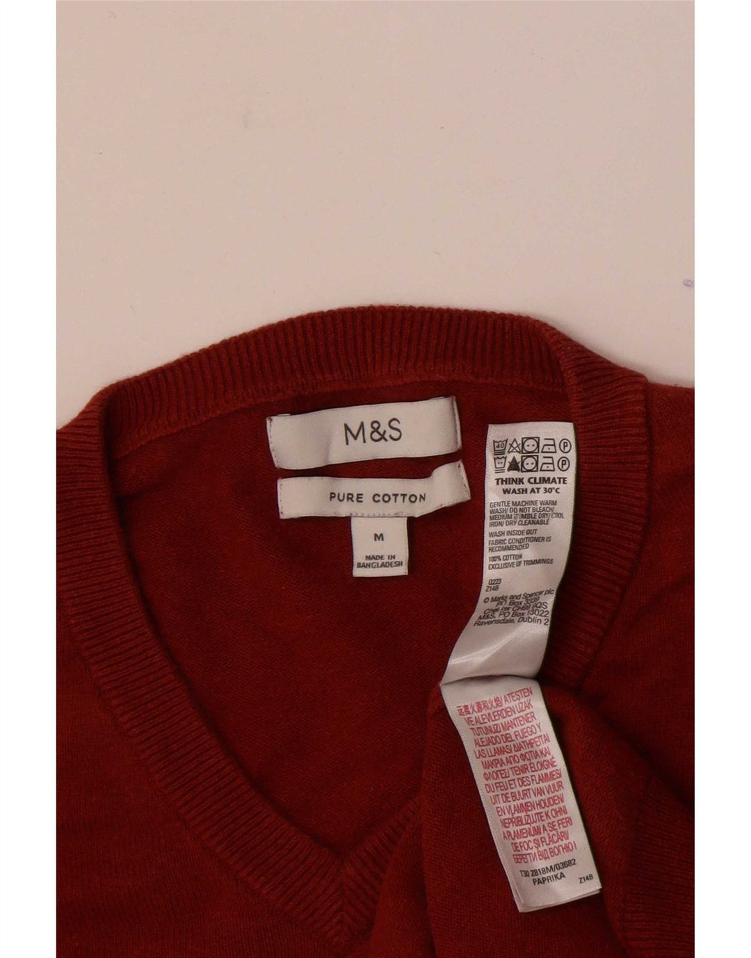 Marks & Spencer Pull Col V Homme Rouge Moyen Coton