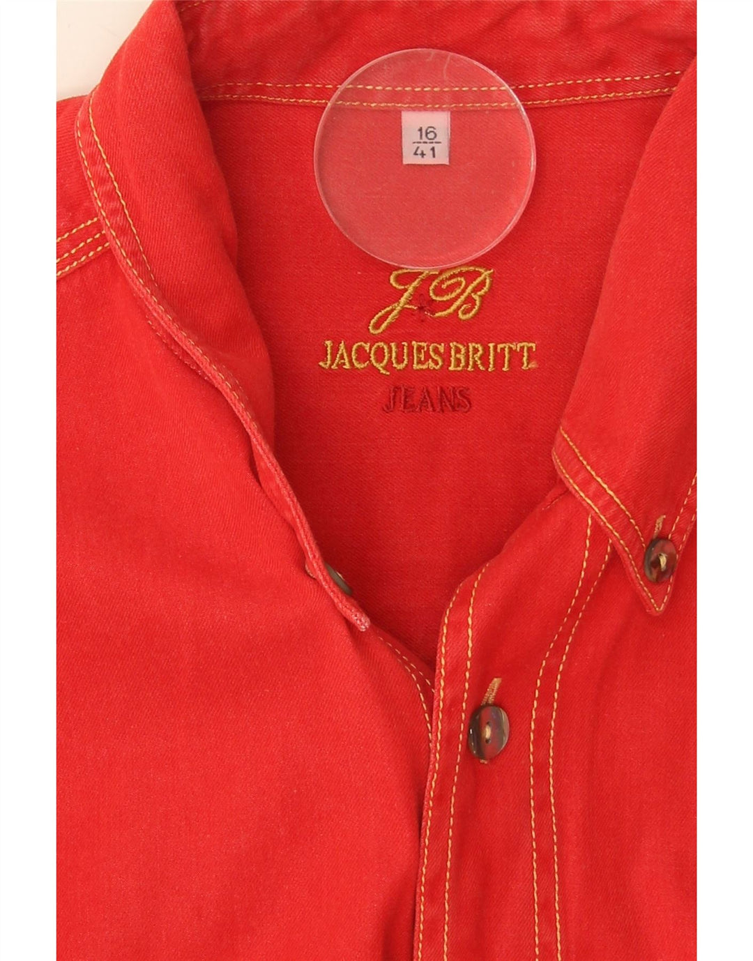 JACQUE BRITT Mens Denim Shirt Size 16 41 Large Red Vintage Jacque Britt and Second-Hand Jacque Britt from Messina Hembry 