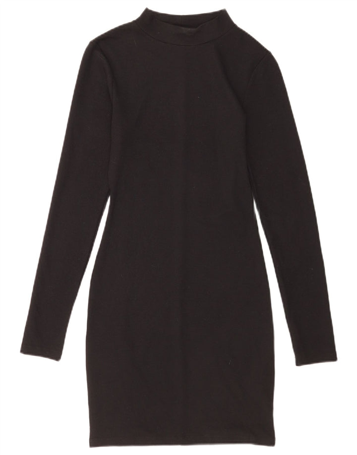 Zara Robe fourreau à manches longues pour femme UK 8 Small Noir Polyester