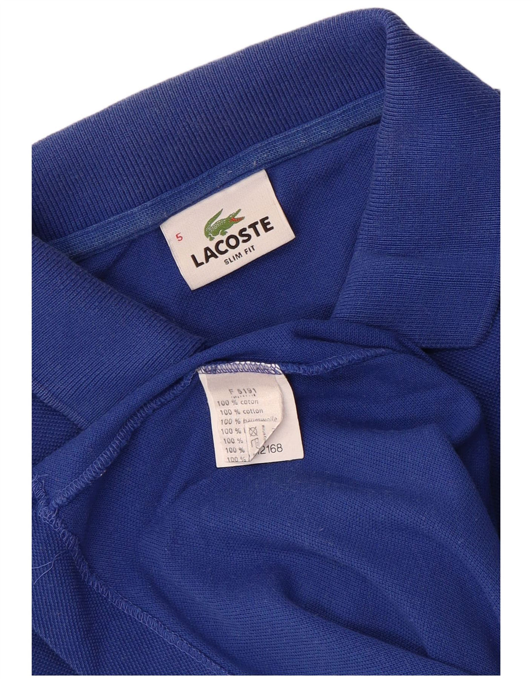 LACOSTE Homme Slim Fit Polo Taille 5 Grand Bleu Coton