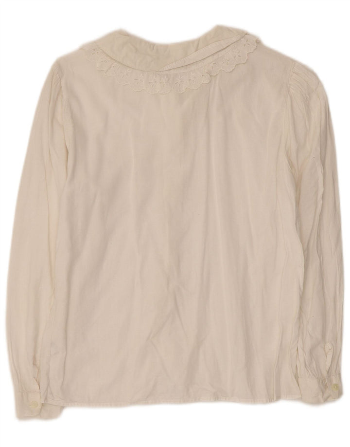 Benetton Chemise Chemisier UK 8 Small Off White Coton Femme