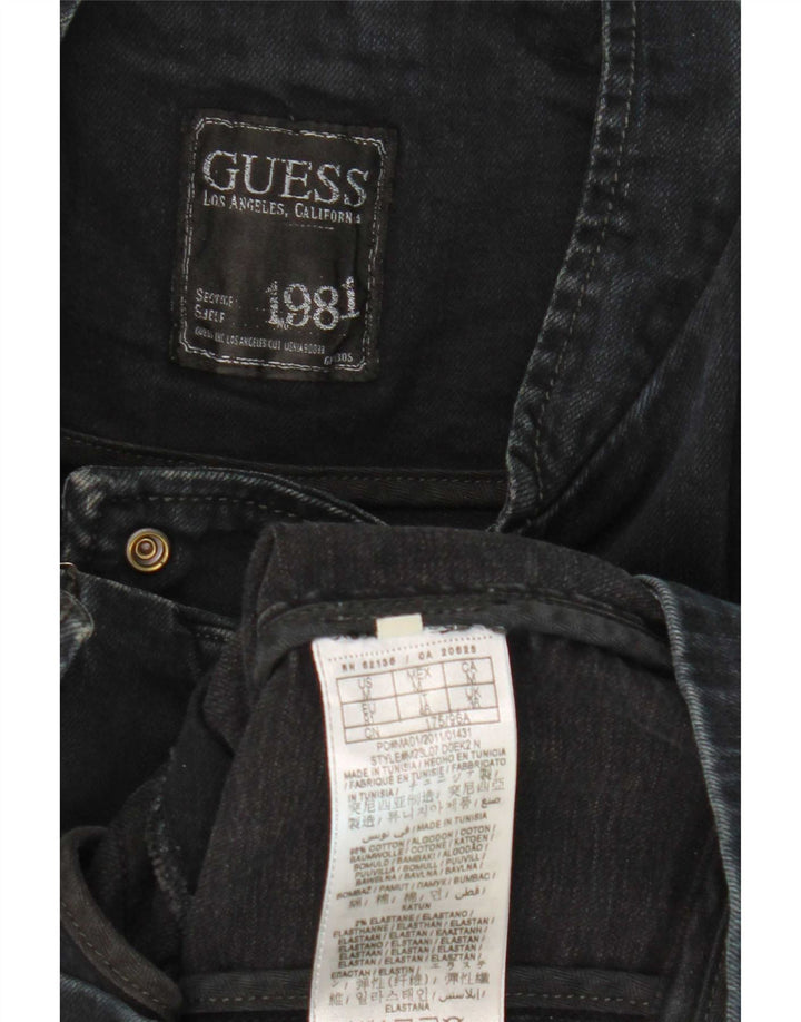 Guess Veste de motard en jean pour homme UK 36 Petit coton noir