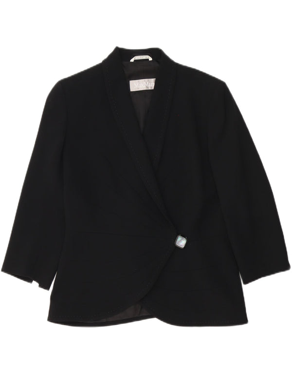 Max Mara Veste blazer à manches 3/4 pour femme 1 bouton UK 12 Rayonne noire moyenne