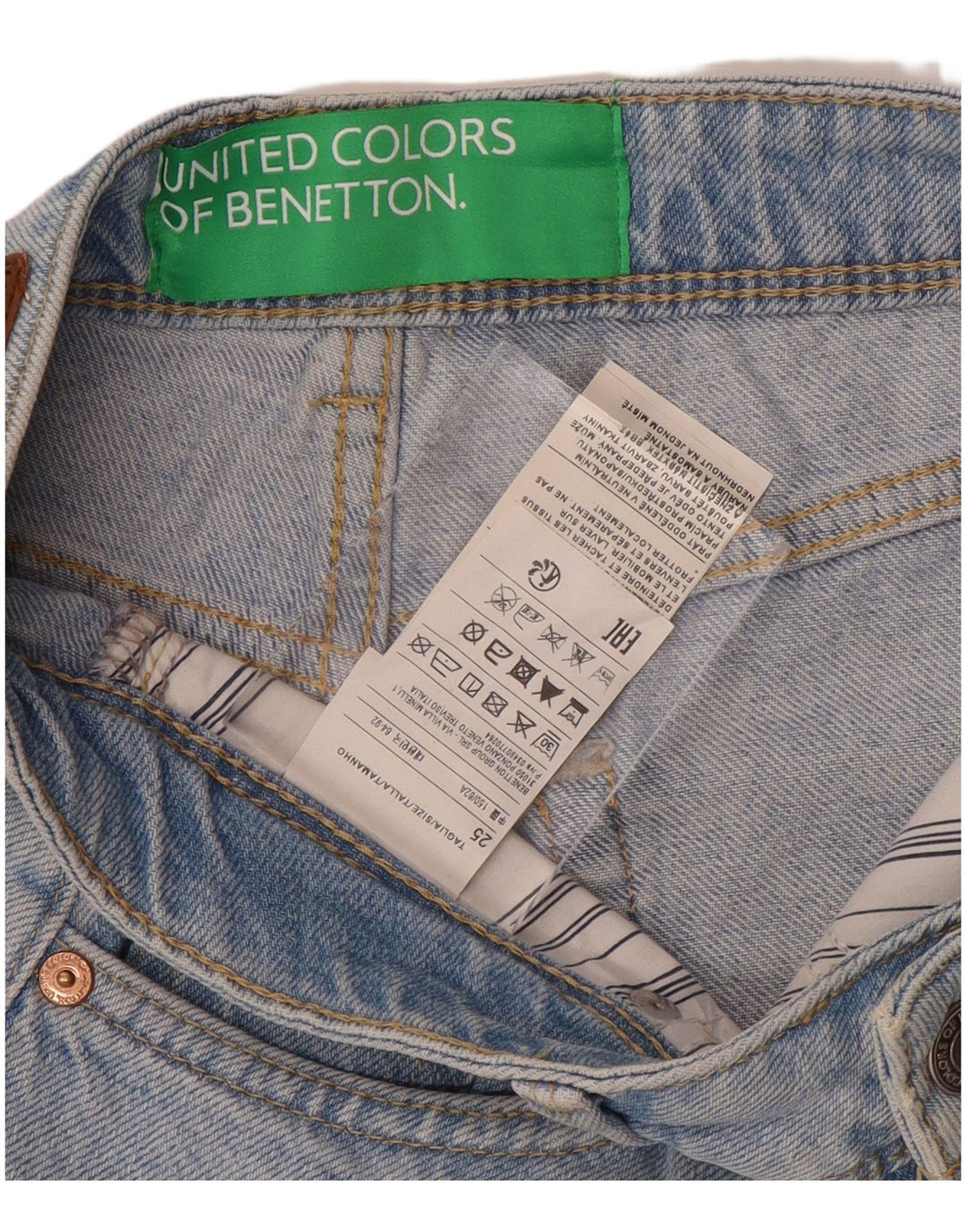 BENETTON Short en Jean Femme W25 XS Bleu Coton