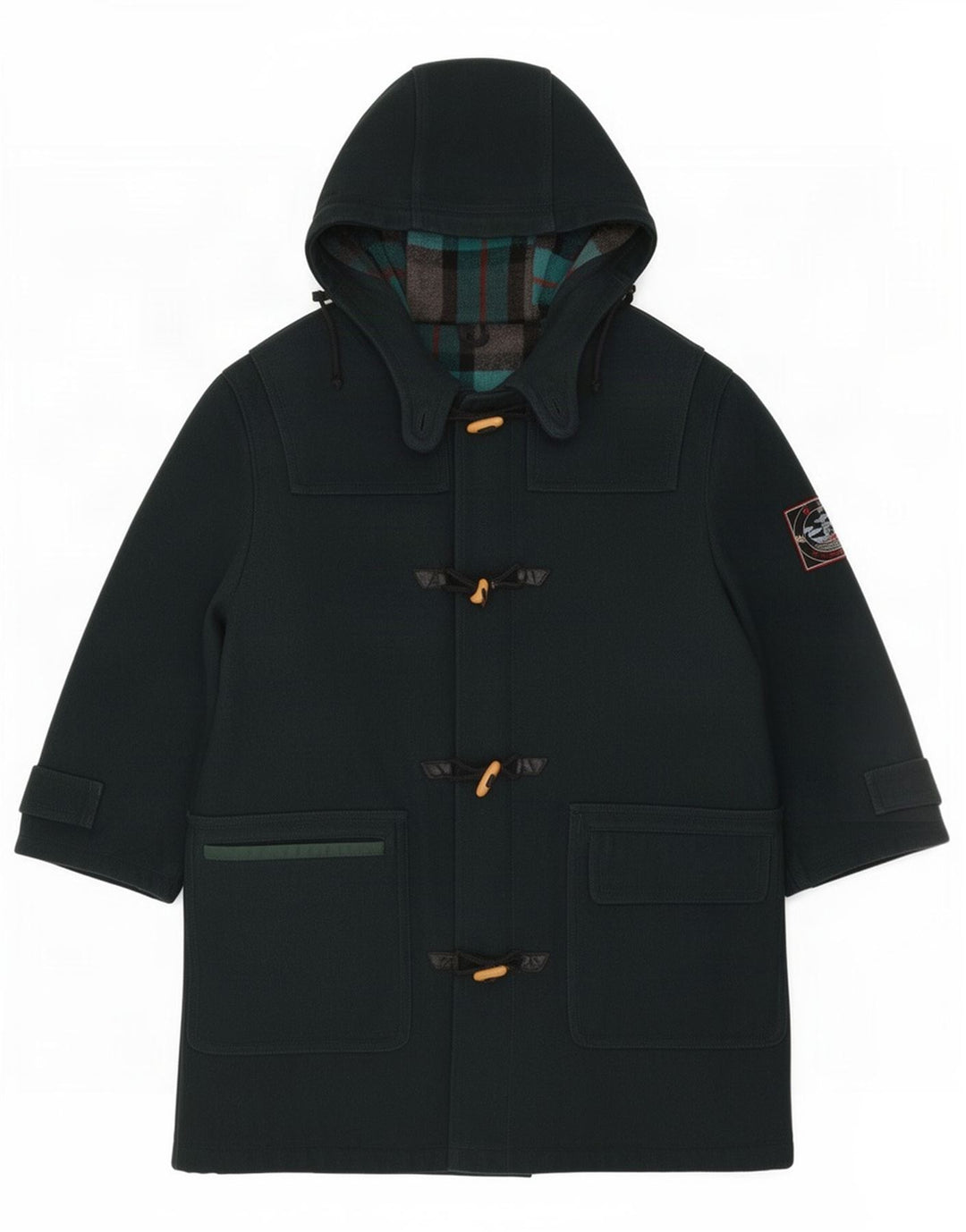 vintage Homme Duffle Coat à capuche IT 46 Petite laine verte