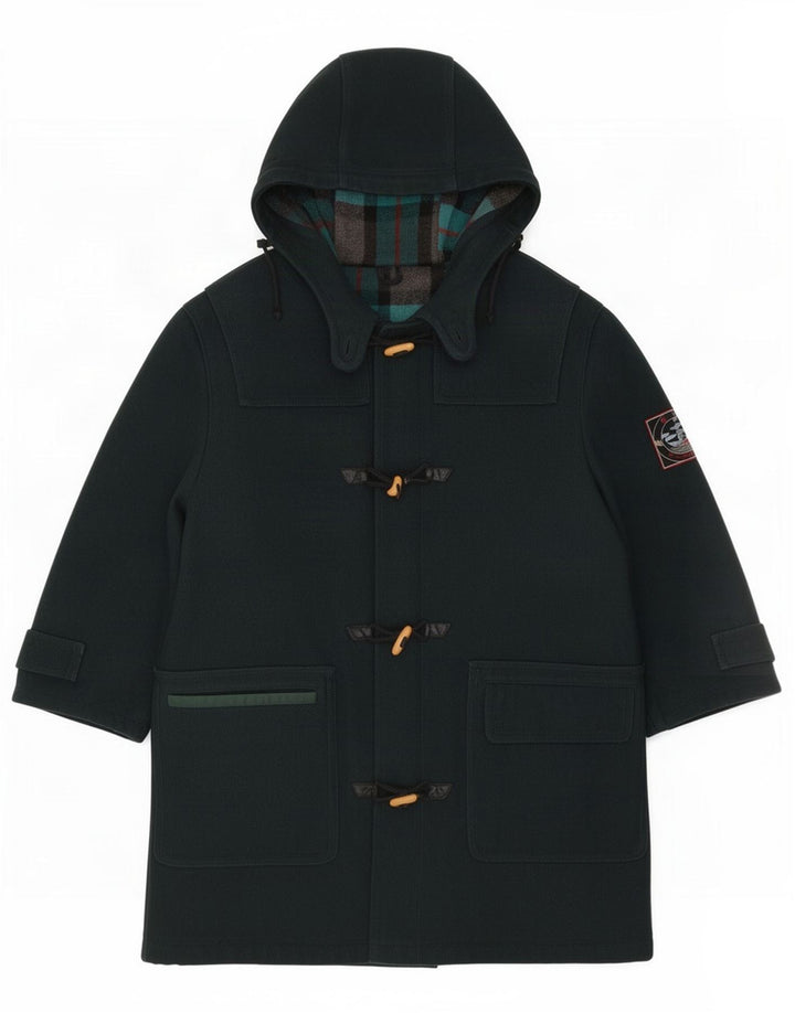 vintage Homme Duffle Coat à capuche IT 46 Petite laine verte