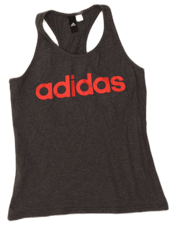 Adidas Débardeur graphique pour femme UK 8 Petit Gris Moucheté