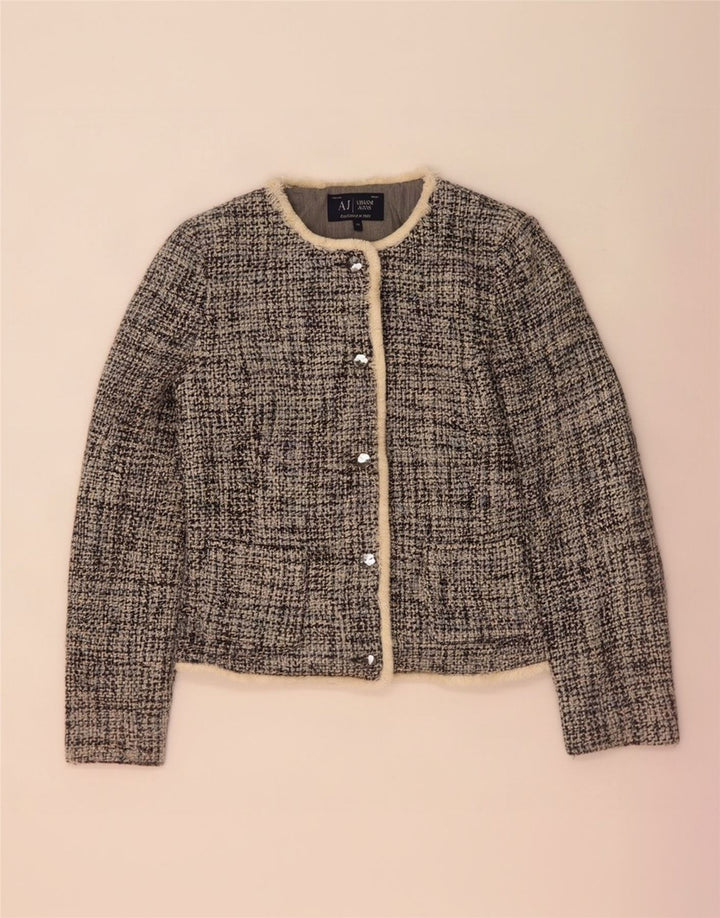 Armani Jeans Veste Blazer 5 Boutons Femme US 10 Grand Acrylique Moucheté Bleu