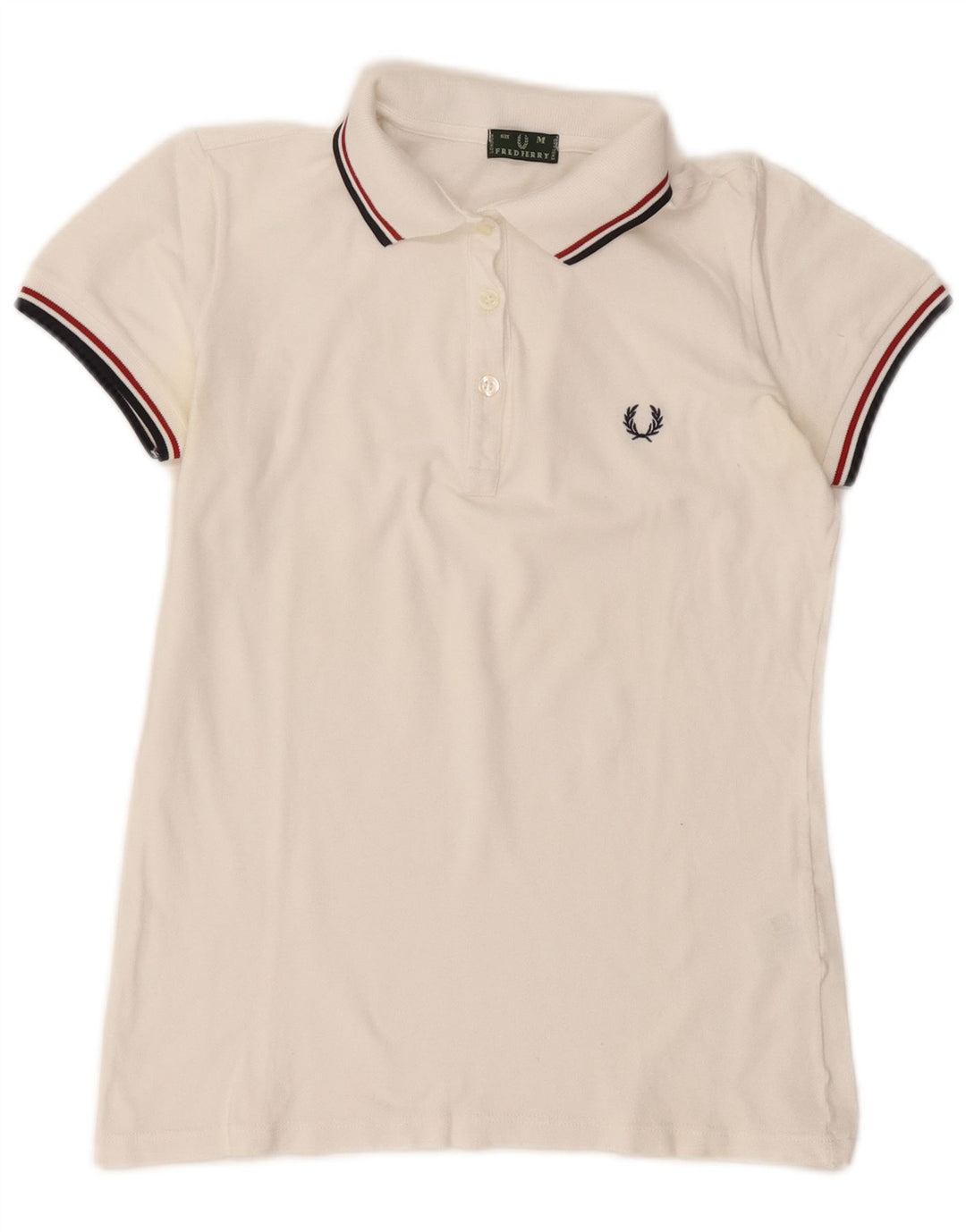 Fred Perry Polo Femme UK 14 Coton Blanc Moyen