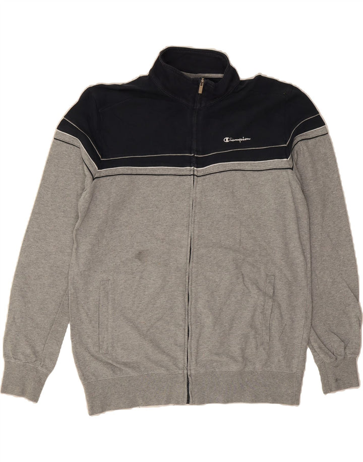 CHAMPION Mens Tracksuit Top Jacket XL Grey Colourblock Cotton Vintage Champion and Second-Hand Champion from Messina Hembry 