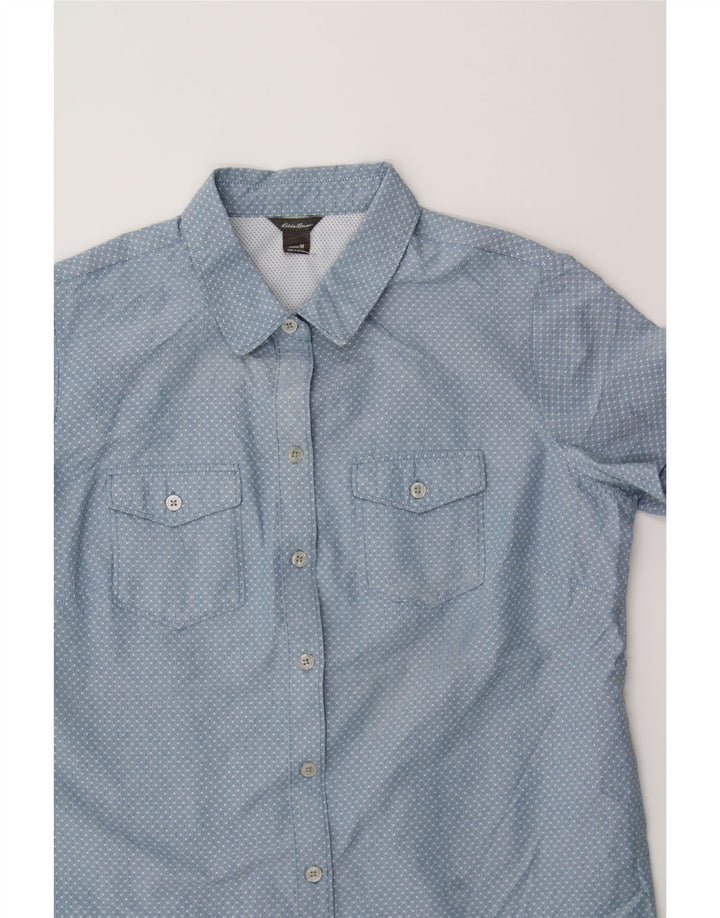 EDDIE BAUER Womens Short Sleeve Shirt UK 14 Medium Blue Polka Dot Nylon Vintage Eddie Bauer and Second-Hand Eddie Bauer from Messina Hembry 