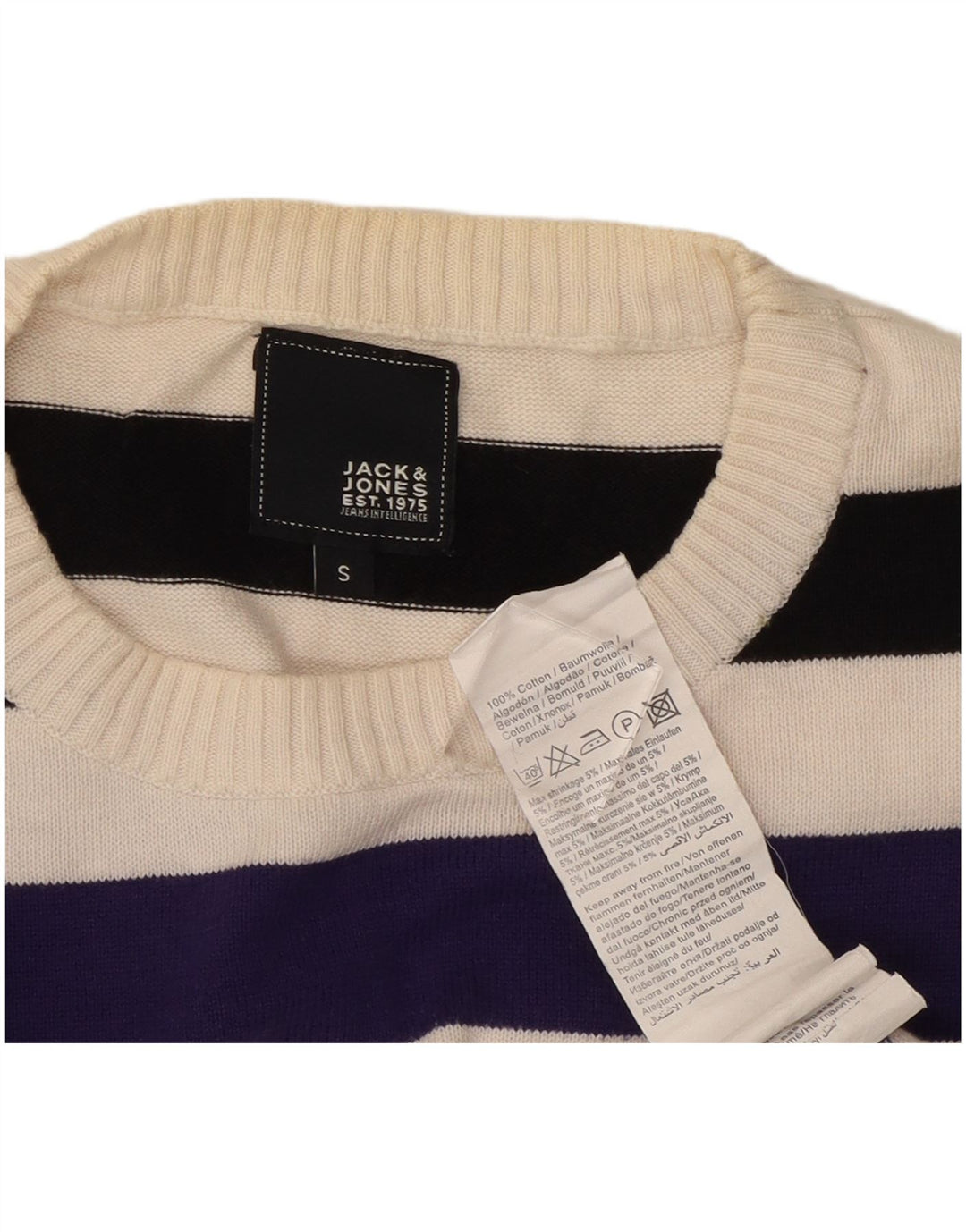 Jack & Jones Pull à col rond pour homme Petit rayé multicolore