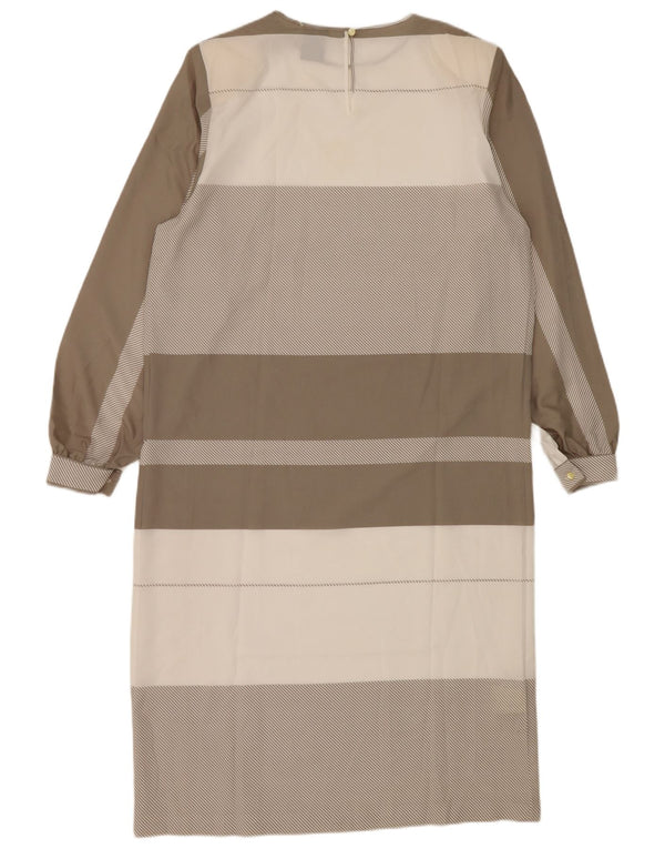 Fiorella Rubino Robe droite à manches longues pour femme UK 16 Large Gris Rayé