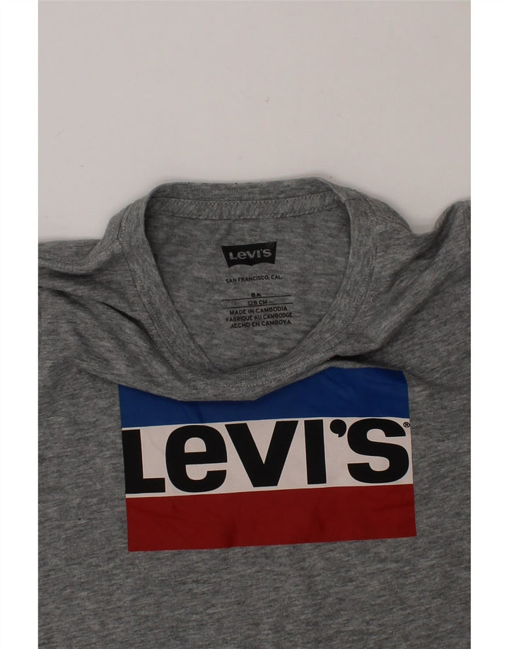 LEVI'S Boys Graphic T-Shirt Top 7-8 Years Grey Vintage Levi's and Second-Hand Levi's from Messina Hembry 