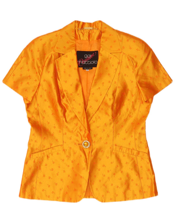 Gai Mattiolo Cardigan à manches courtes pour femme IT 46 Large Orange Floral