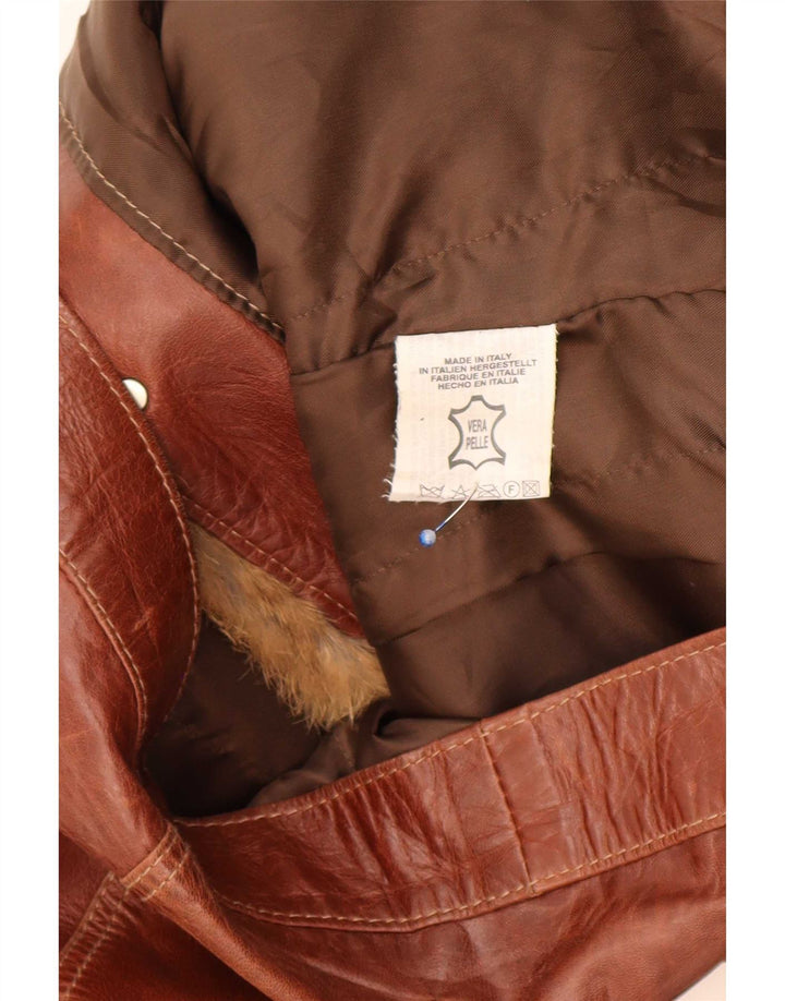 veste en cuir femme vintage UK 18 XL Marron