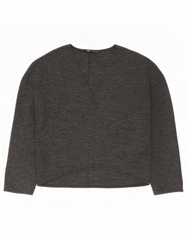 Zara Chemisier surdimensionné pour femme UK 10 Petit polyester moucheté gris
