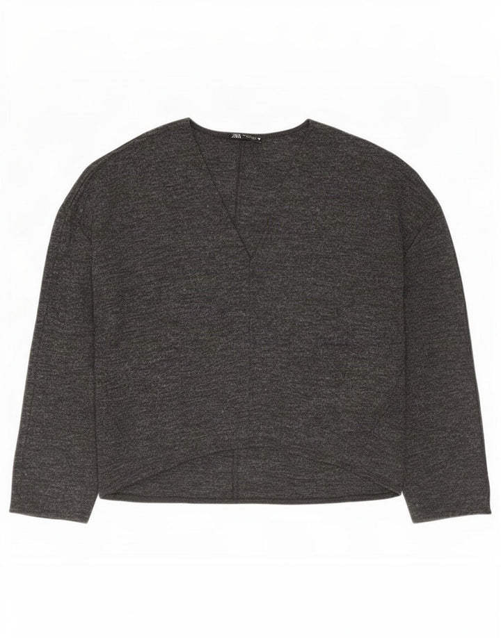 Zara Chemisier surdimensionné pour femme UK 10 Petit polyester moucheté gris