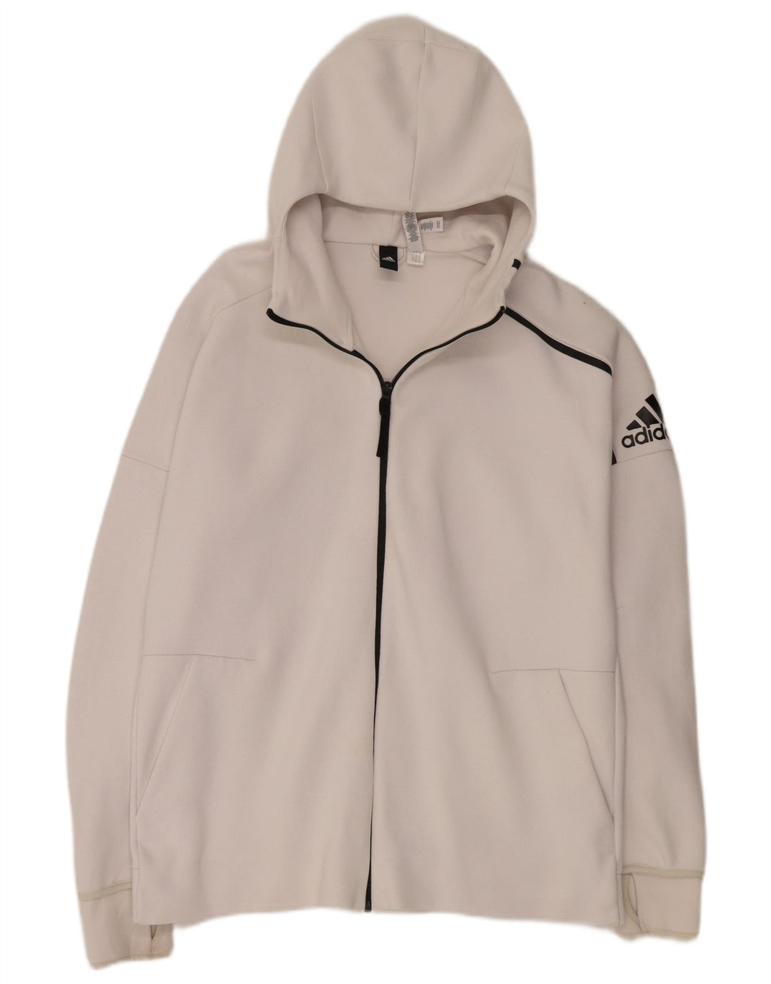 Adidas Pull à capuche zippé pour homme XL en coton blanc