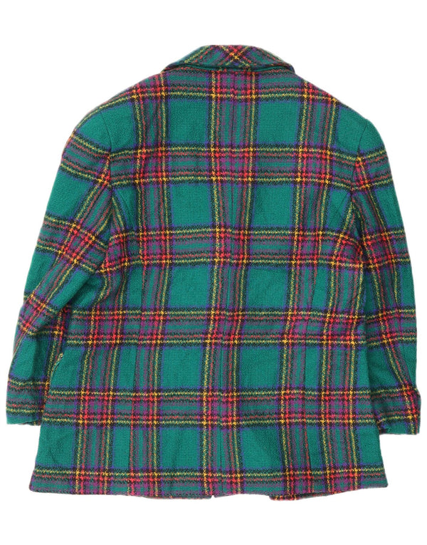 vintage Femme 3 Bouton Blazer Veste UK 14 Moyen Vert Check