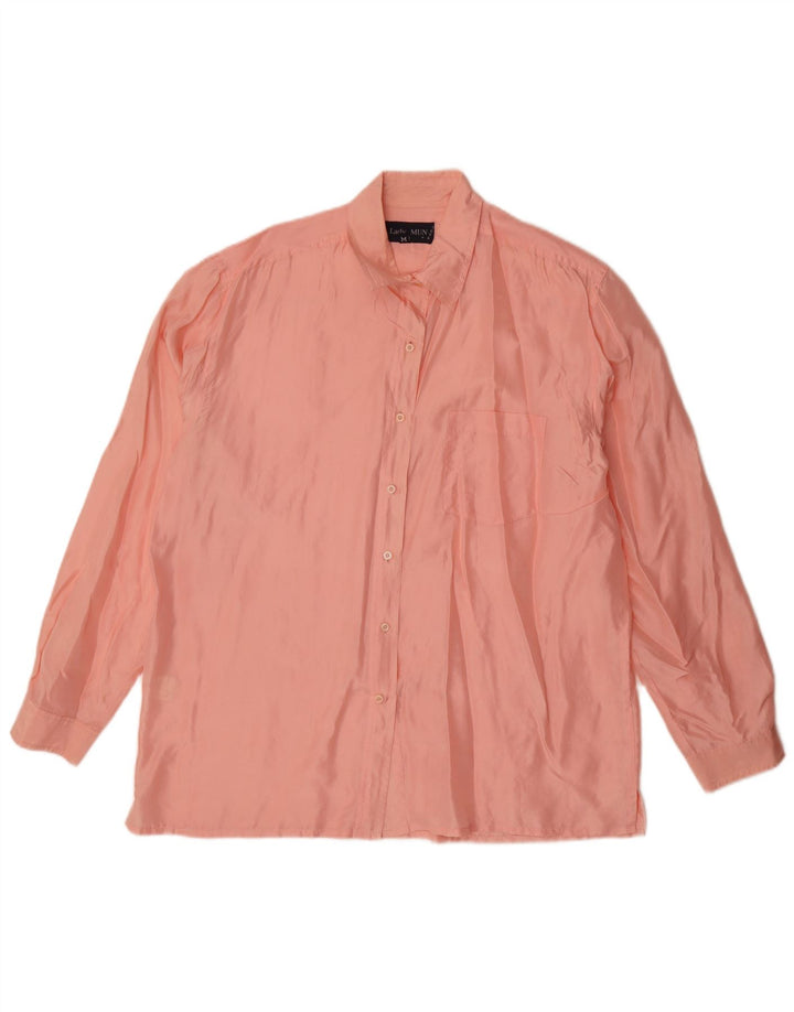 Chemise surdimensionnée femme vintage UK 14 Soie rose moyenne