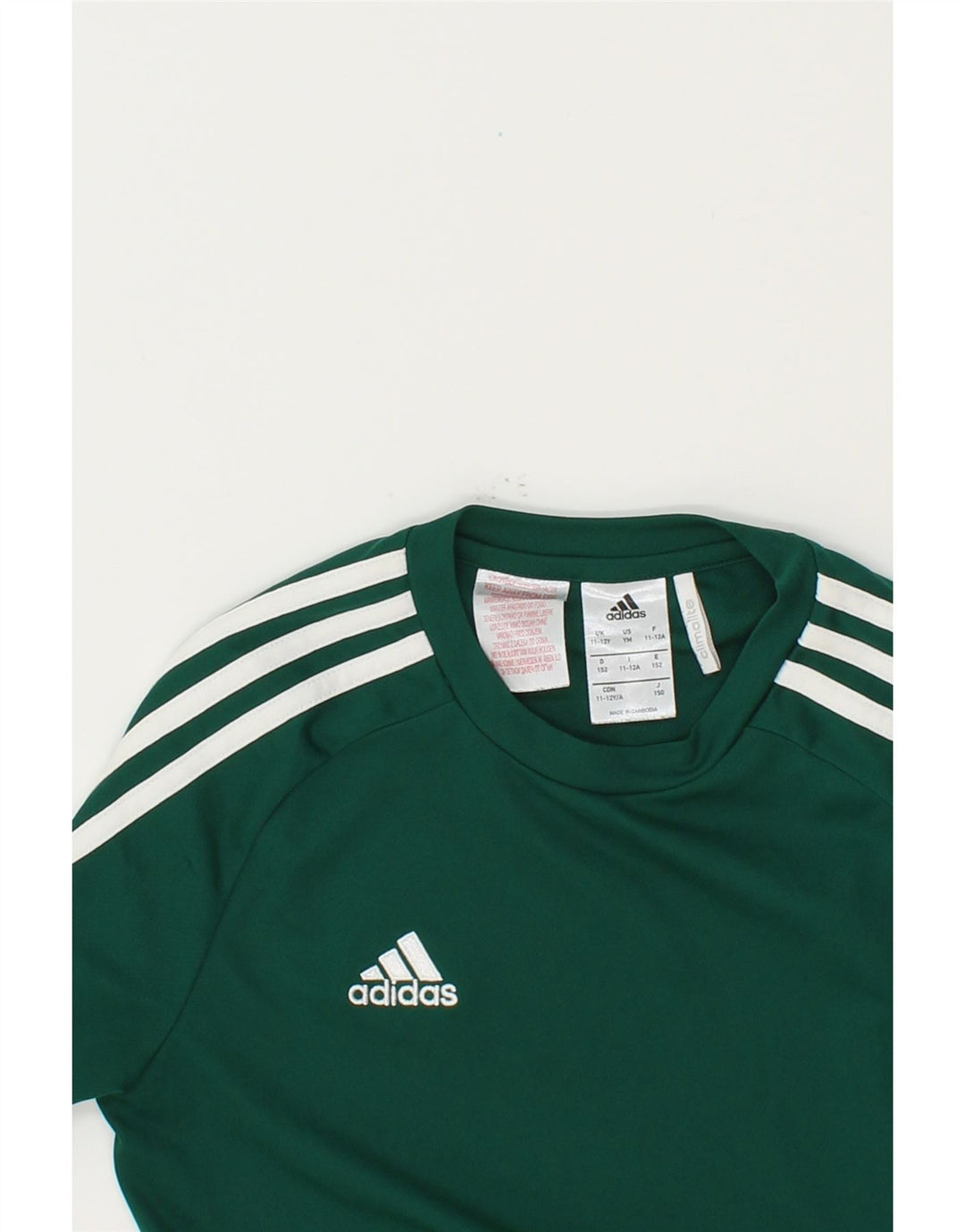 ADIDAS Boys T-Shirt Top 11-12 Years Green Polyester Vintage Adidas and Second-Hand Adidas from Messina Hembry 
