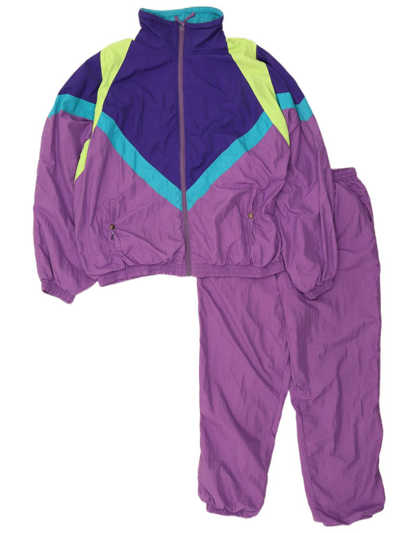 vintage Mens Loose Fit Full Survêtement IT 50 Medium Purple Colourblock