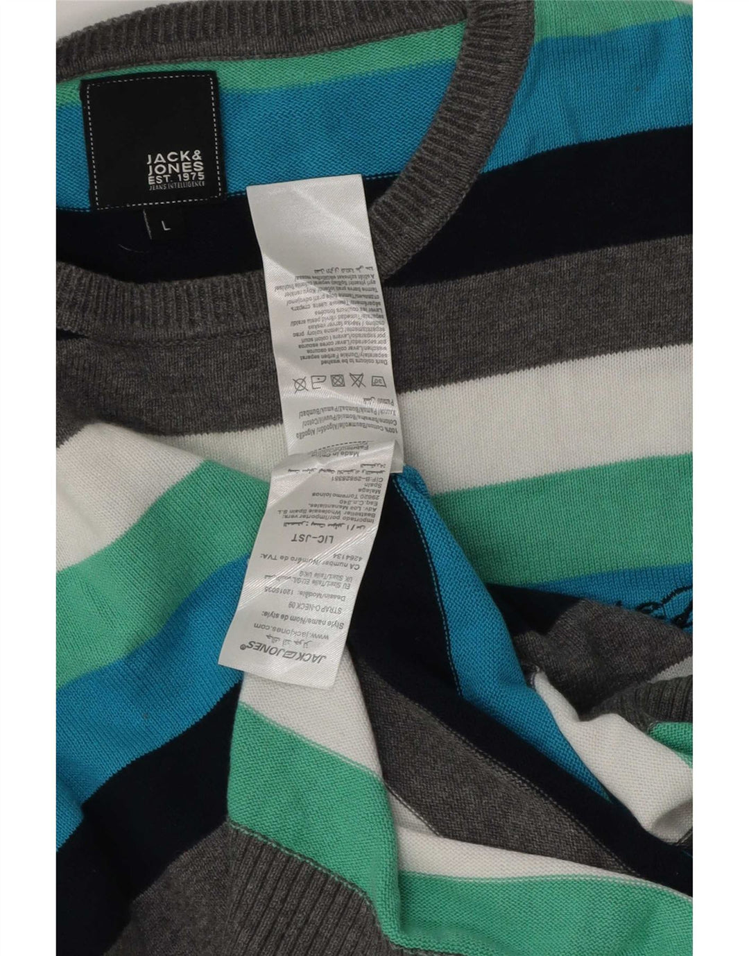 Jack & Jones Pull à col rond pour homme, grandes rayures multicolores