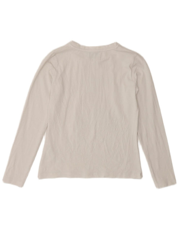 PATRIZIA PEPE Haut Graphique Fille Manches Longues 7-8 ans XL Coton Blanc