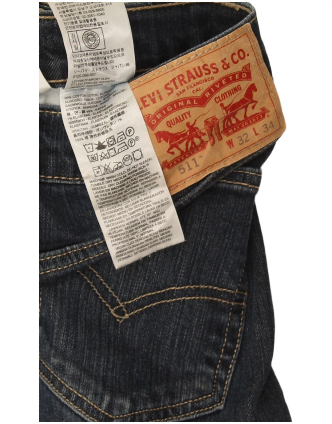 Levi's Jean Slim 511 Homme W32 L34 Bleu Marine Coton