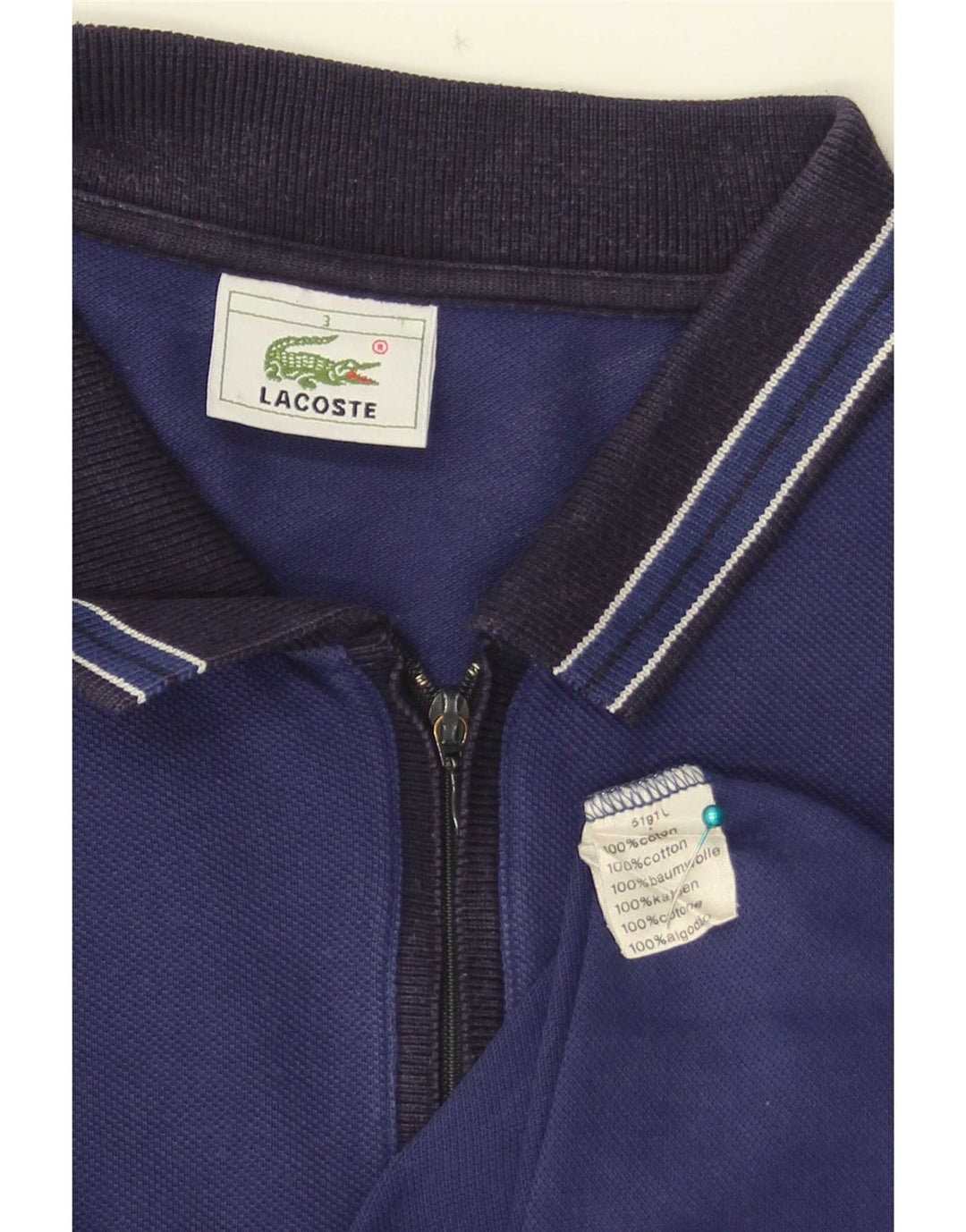 Lacoste Polo Homme Taille 3 Petit Bleu Colorblock Coton