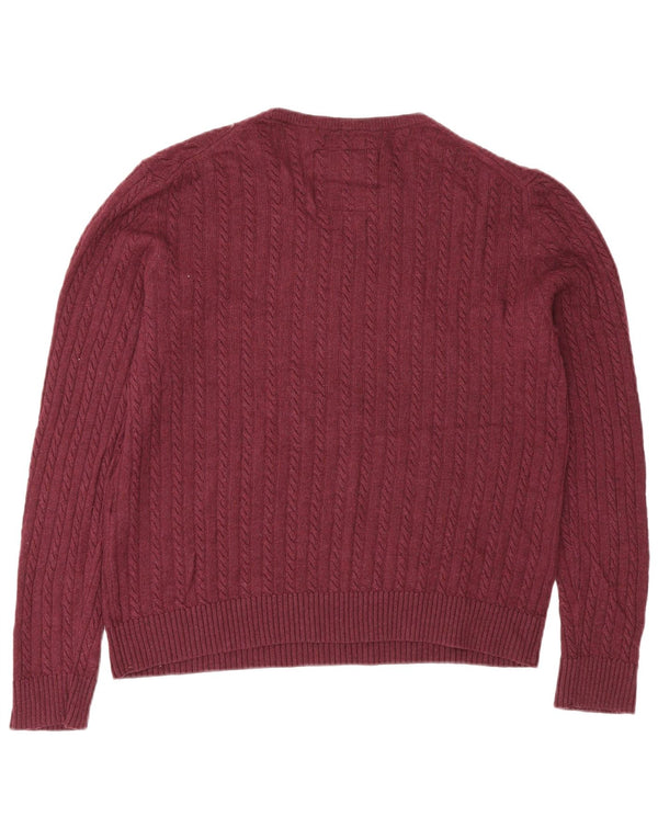 Superdry Pull coupe classique à col bateau pour femme UK 18 XL Laine bordeaux