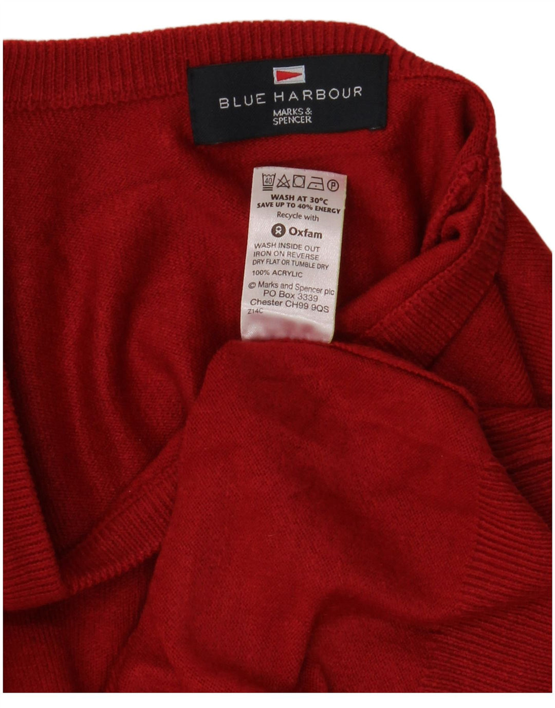 Marks & Spencer Pull Blue Harbor Col V Homme Rouge Moyen Acrylique