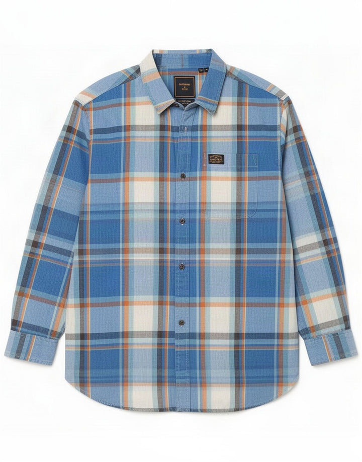 Superdry Chemise Homme Bleu Moyen Plaid Coton