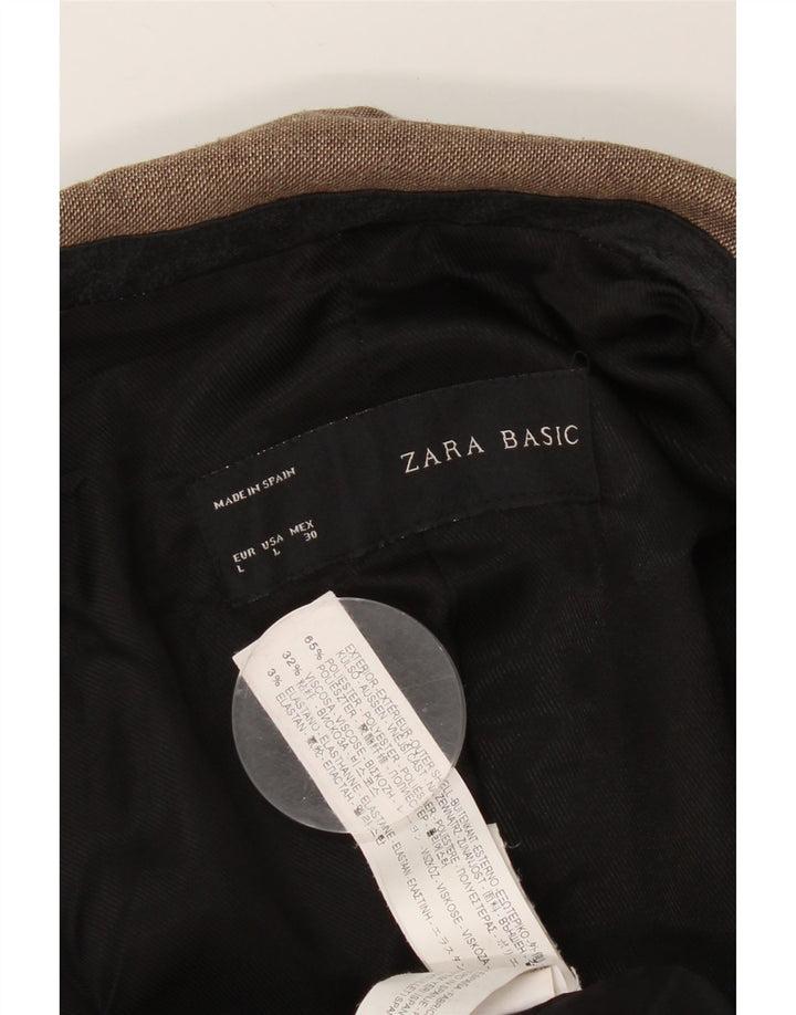 Zara Veste Blazer 1 Bouton Femme UK 14 Large Marron Polyester