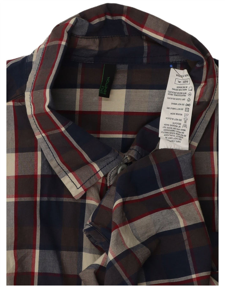 Benetton Chemise XL Coton À Carreaux Multicolore Homme