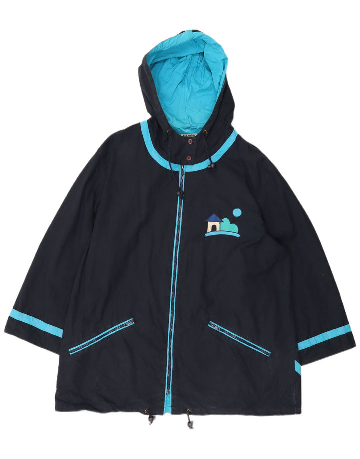 DW-SHOP Manteau coupe-vent à capuche graphique pour femme UK 20 2XL Bleu marine Coton