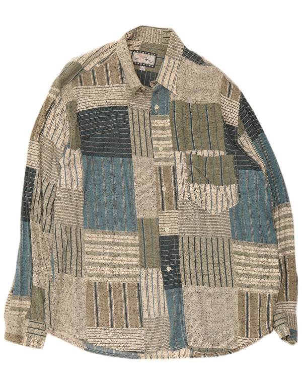 Azzurra Chemise Homme Large Vert Patchwork Coton