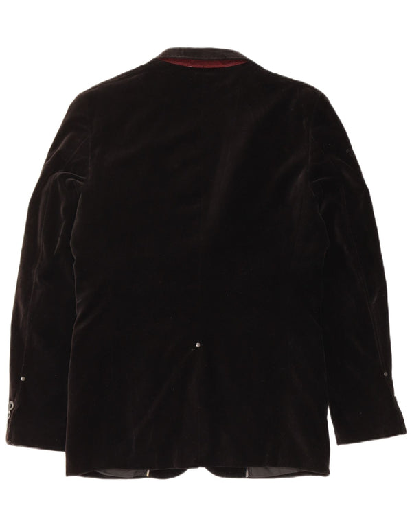 JACK & JONES Veste blazer en velours à 2 boutons pour homme UK 36 Petit coton noir