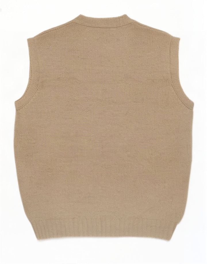 Benetton Débardeur Gilet Coton Beige Moyen Homme