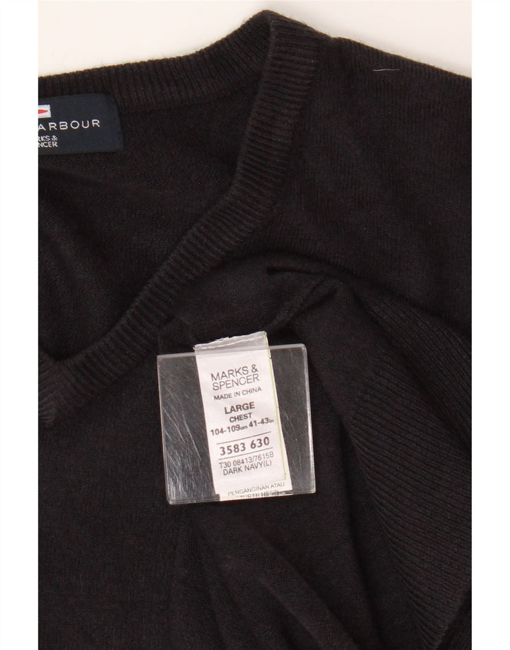 Marks & Spencer Pull à col en V Blue Harbor pour hommes, grand bleu marine
