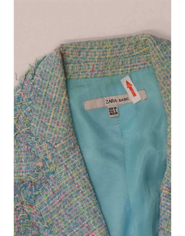 Zara Veste blazer à manches 3/4 pour femme EU 38 Petit carreaux multicolores