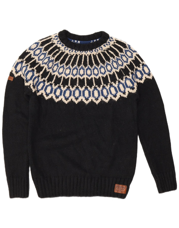 Superdry Pull à col rond pour homme Large en acrylique Fair Isle noir