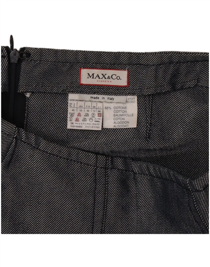 Max & Co. Jupe plissée pour femme UK 12 Medium W30 Bleu marine Coton
