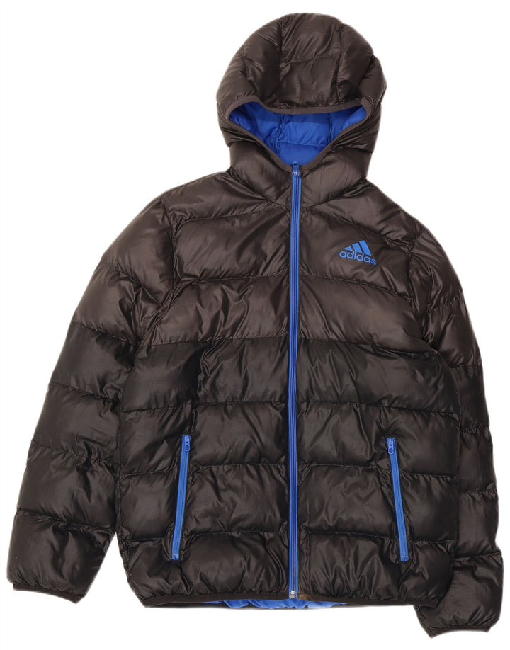 Adidas Veste matelassée à capuche pour garçon 13-14 ans Noir Colorblock Polyester