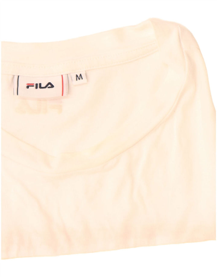 Fila T-shirt graphique pour femme UK 14 en coton blanc moyen